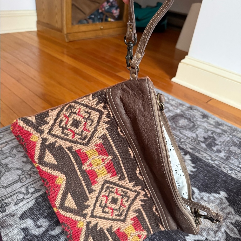 Brown and Multicolor Patterned Women's Bag